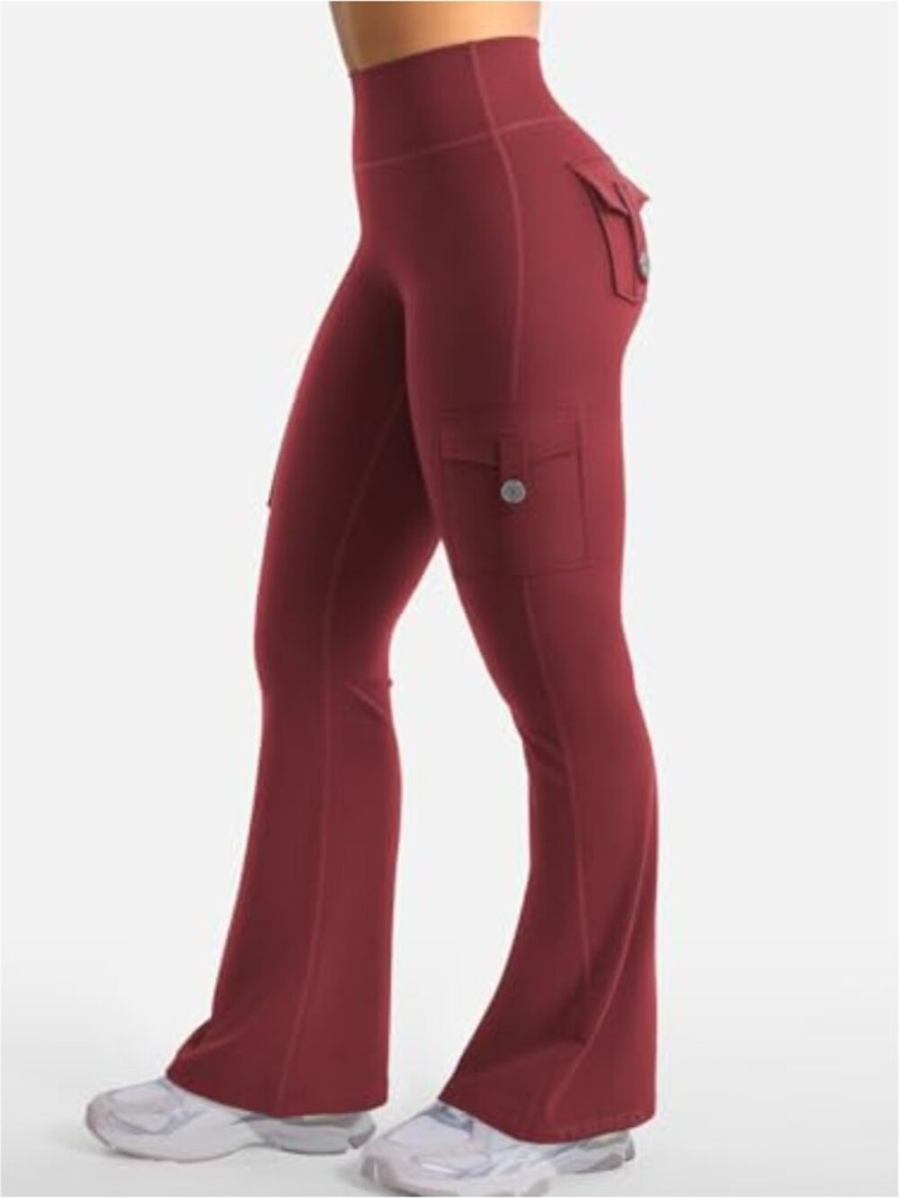 Flare Leggings High Rise Compression Hidden Scrunchie Bootcut Pockets - Picture 4 of 6